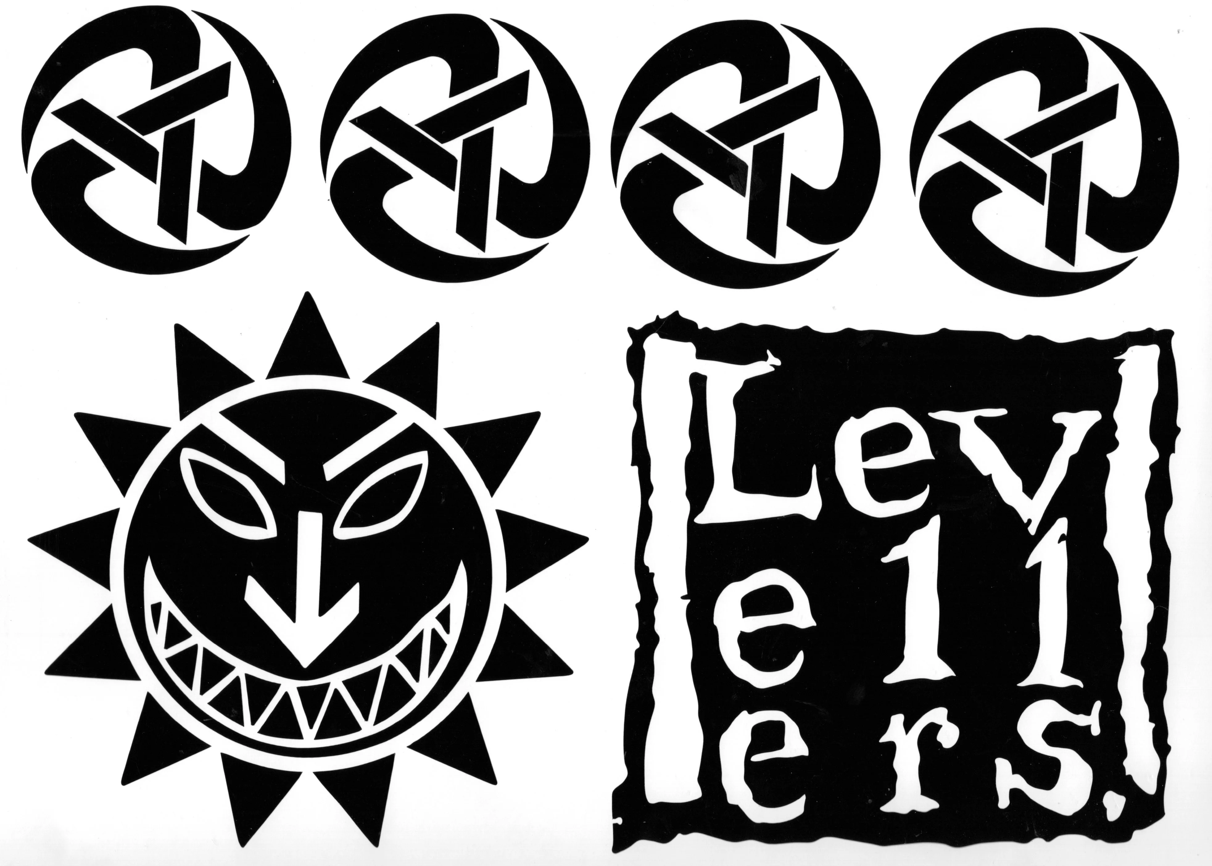 Levellers Vehicle Decal Set - Small - Logo, Rolling A's, Sun Face
