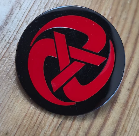 Rolling A Enamel Pin Badge - Red on shiny Black - Image 2