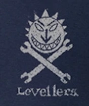 TS - Levellers Sun & Spanners - Metallic Silver Print on dark navy - Image 2